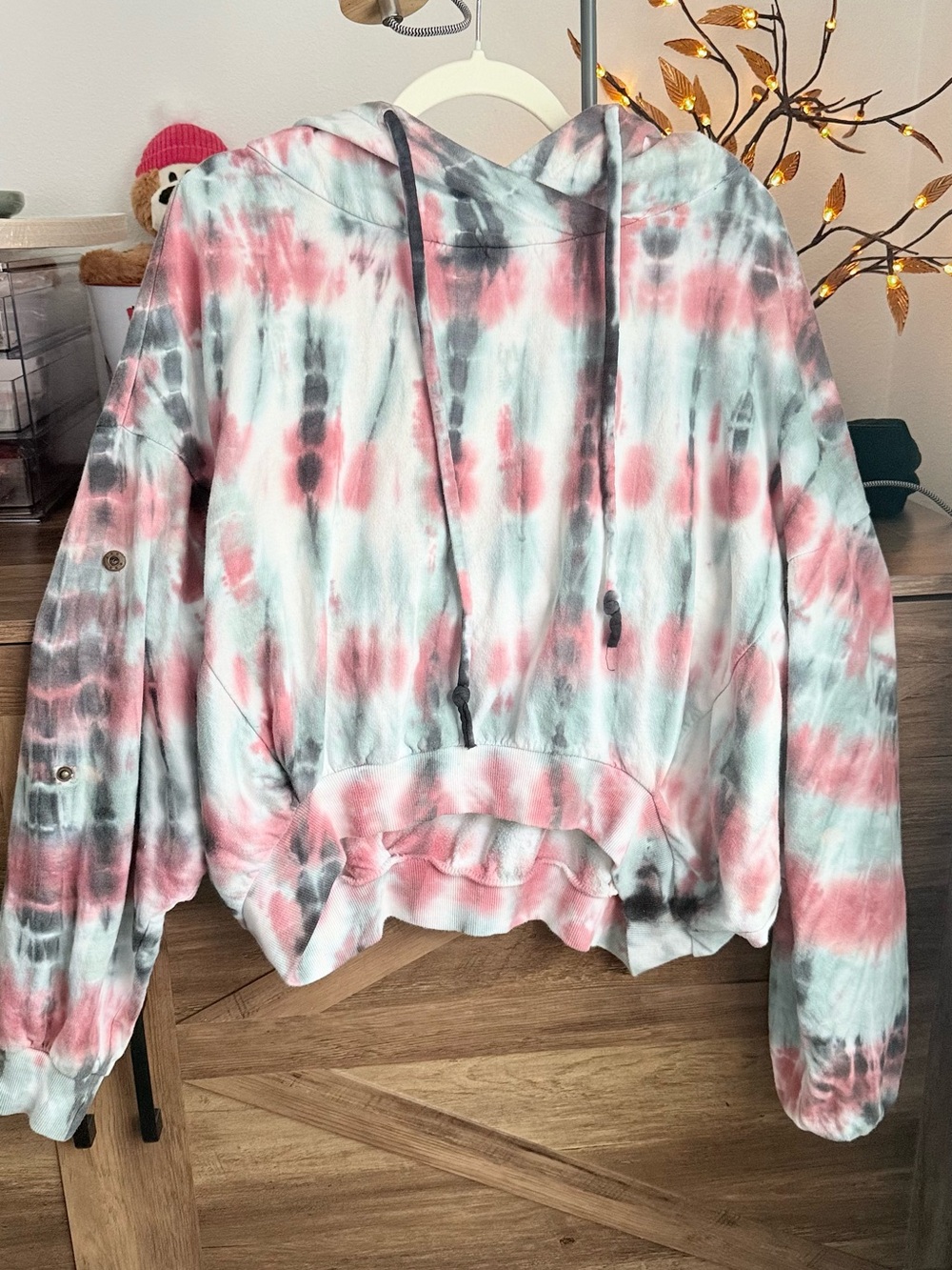 Young Fabulous & Broke Pink and Gray Tie-Dye Hooded Pullover